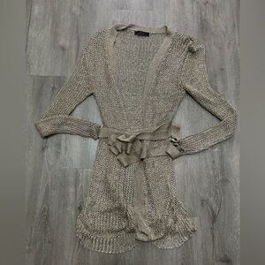 Sorel Metallic Beige Open Knit Cardigan